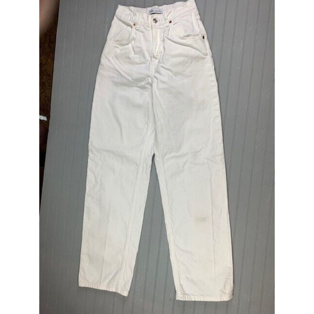 Zara Size 2 Womens Jeans Wide Leg High Rise White
